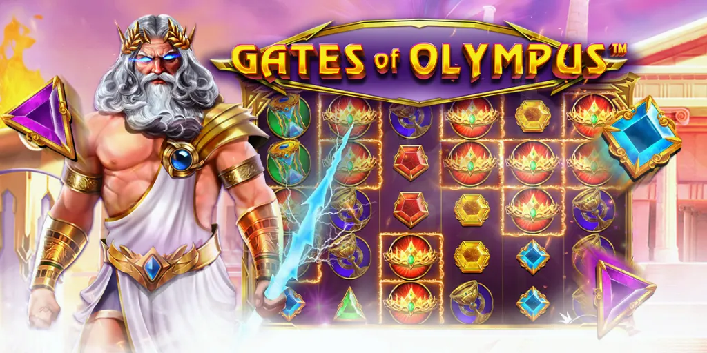 banner on the theme of the famous game Gates of Olympus